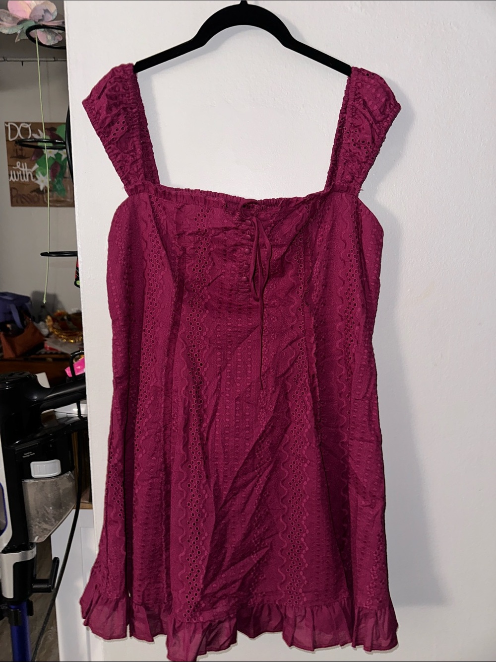 wild fable Burgundy Eyelet Ruffled Sundress
